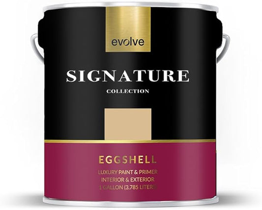 EVOLVE Signature Paint & Primer: Luxury Paint & Primer for Indoor & Outdoor Surfaces, Minimal Odor, Eggshell Sheen (Camel Brown, 1 Gallon)
