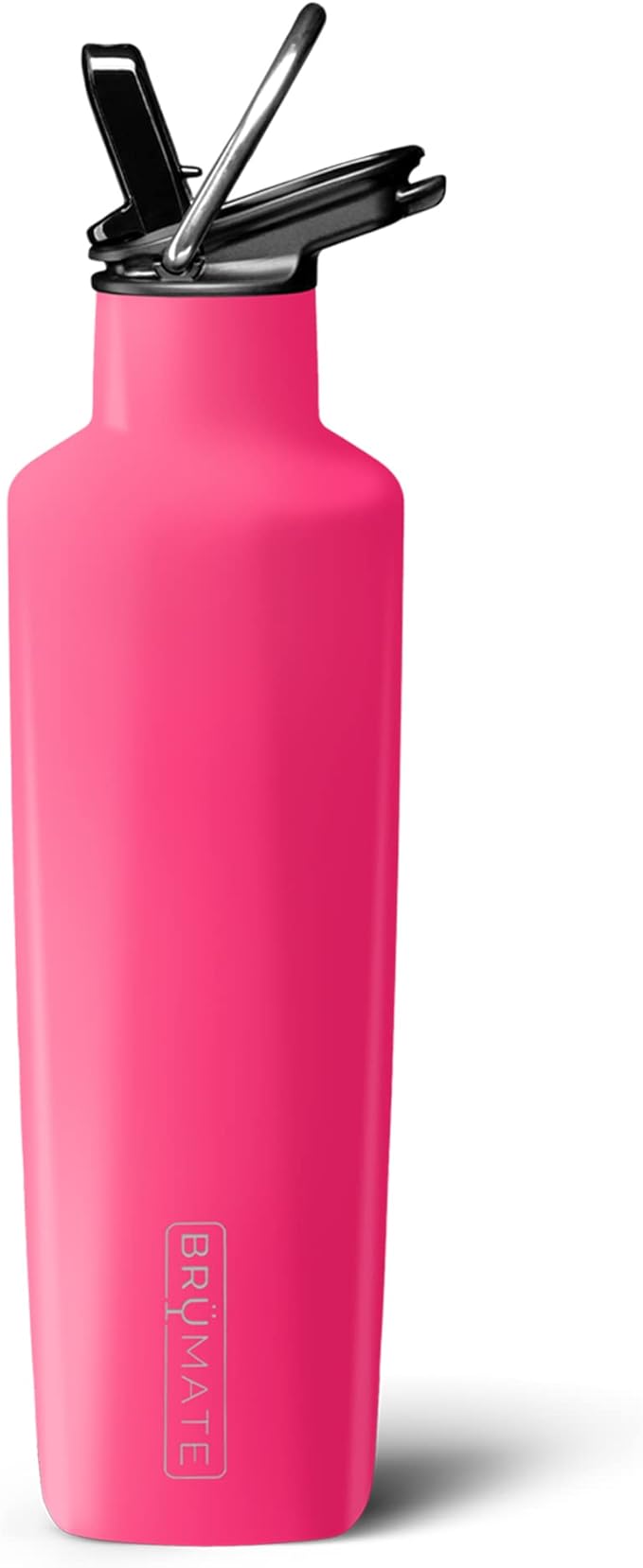 BrüMate ReHydration Mini Kids Water Bottle | 100% Leakproof Insulated Water Bottle for Kids with Straw | Stainless Steel Water Canteen | Perfect Kids Water Bottle for School | 16oz (Neon Pink)