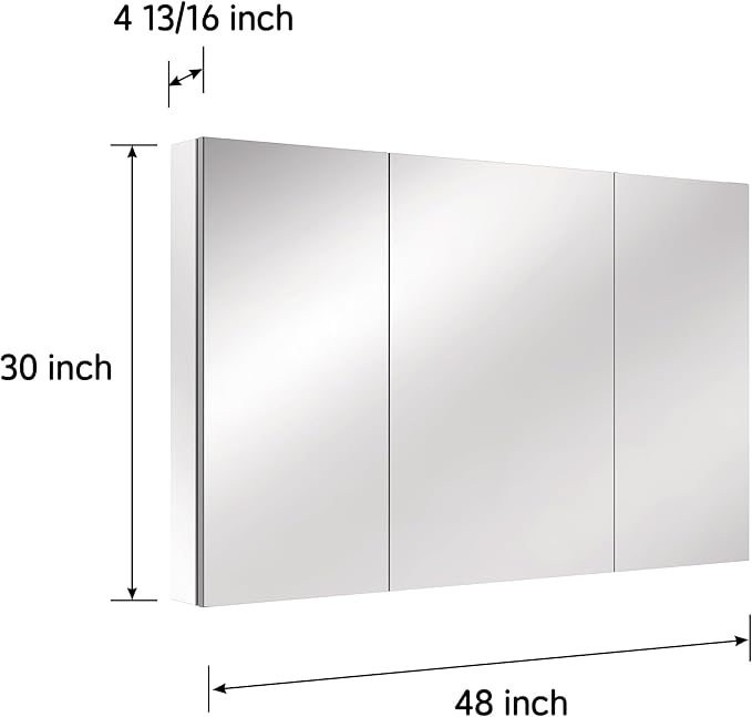 48''×30'' Bathroom Medicine Cabinet with Mirror, Storage Cabinet Vanity Mirror, Blum Hinges, Recessed/Surface Mount, Adjustable Glass Shelves