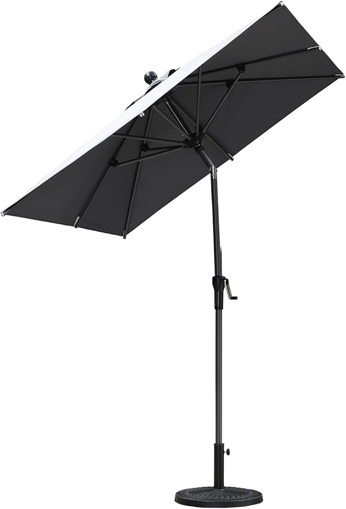 PURPLE LEAF 6' x 6' Square Patio Umbrella Outdoor Table Umbrella Aluminum Frame Market Umbrella Sun Umbrella with 8 Sturdy Ribs & Tilt for Garden Deck Lawn & Pool Light Gray