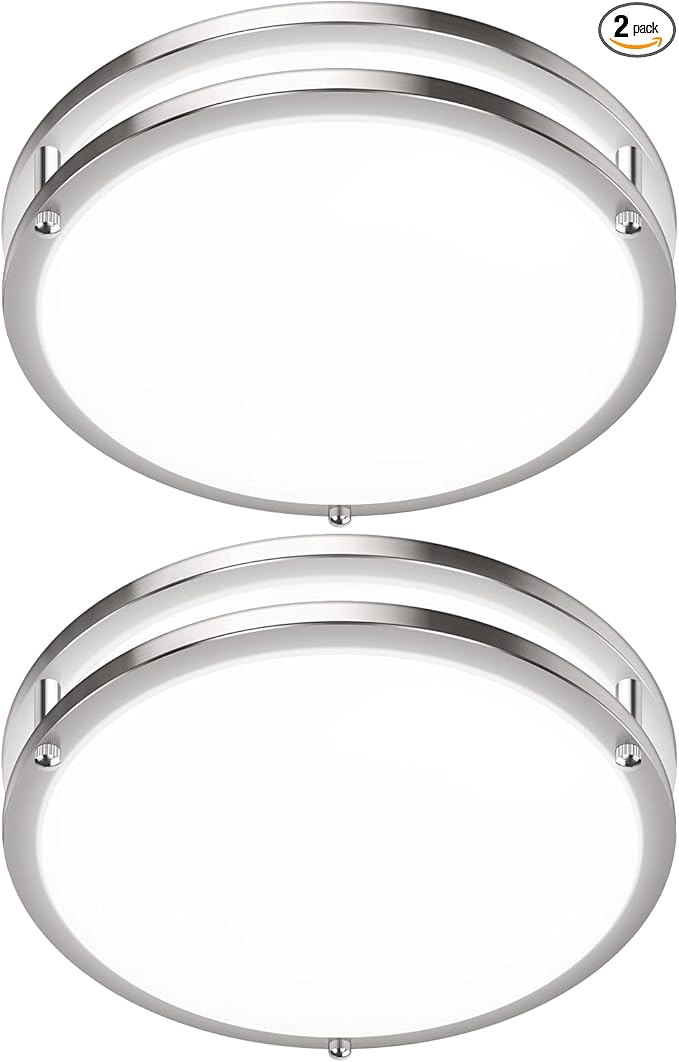 2-Pack 36W LED Ceiling Light Fixture (450W Equiv), 12IN Modern Flush Mount Ceiling Lights, Dimmable Ceiling Lamps Super Bright 3000LM, 3000K/4000K/5000K Adjustable for Bedroom Kitchen Bathroom Hallway