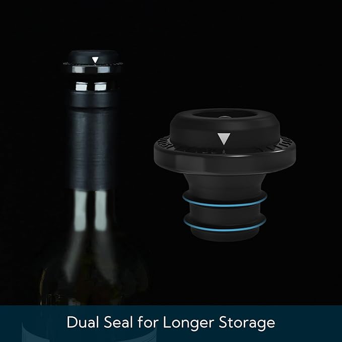 KITCHENDAO Wine Saver Vacuum Stoppers for Wine Bottles,Keep Wine Fresh for Up to a Week with Airtight Seal,Suitable for KITCHENDAO Wine Saver Pump,Set of 4 (Black)