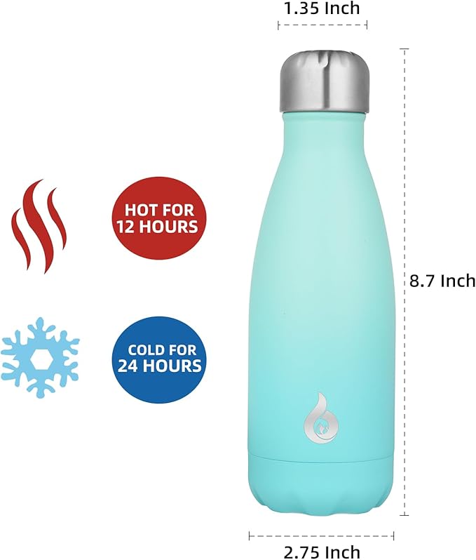 BJPKPK 12oz Insulated Water Bottle Stainless Steel Water Bottles For Travel Keep Cold And Hot,Mint