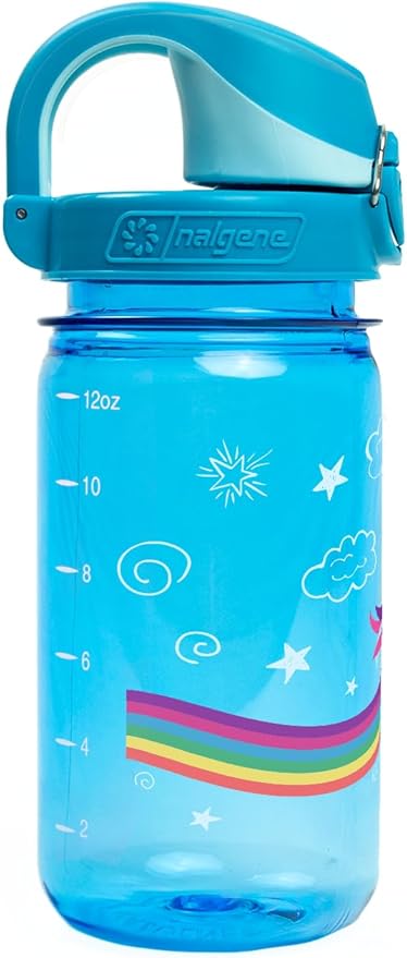 Nalgene Sustain Tritan BPA-Free Kids On The Fly Water Bottle Made with Material Derived from 50% Plastic Waste, Leak Proof, Durable, BPA Free, Carabiner Friendly, Reusable, 12 oz