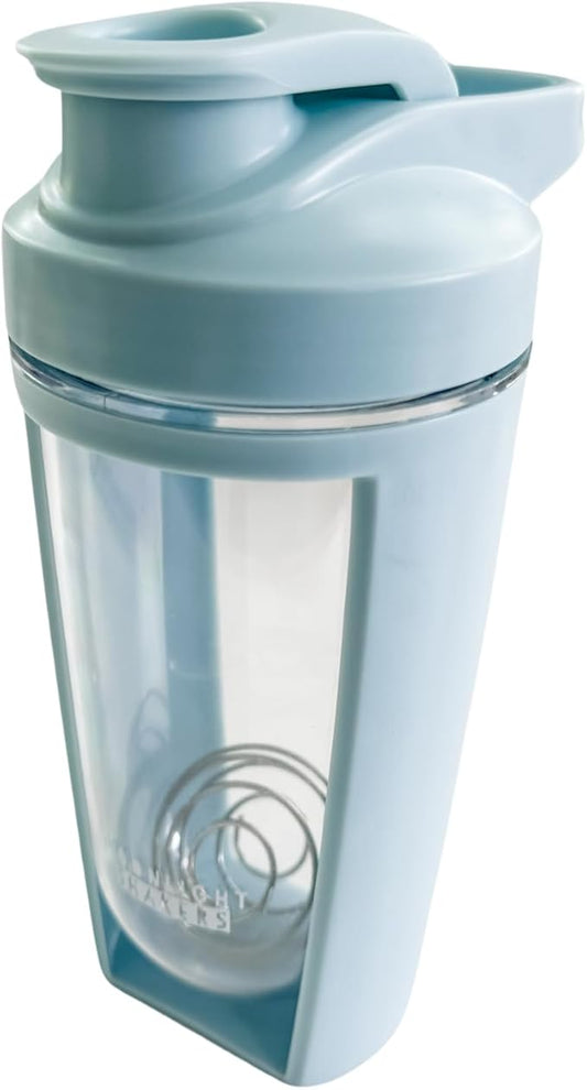 Moonlight Makers Blue 16oz Protein Shaker Bottle with Steel Whisk Ball, Leakproof Gym Bottle, Shaker Cups for Protein Shakes, Dishwasher Safe, Fitness Gifts, Preworkout Drink Mixer