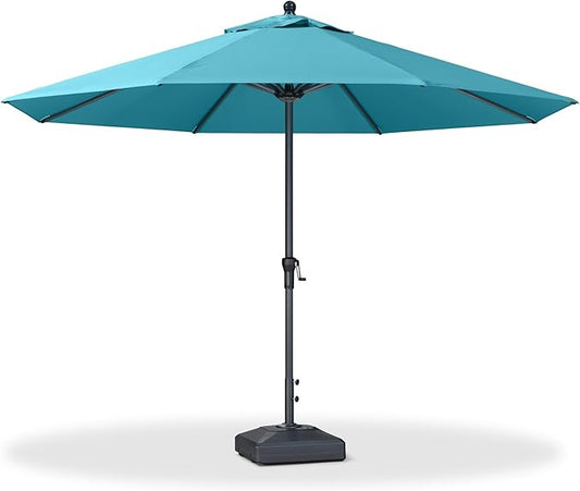PURPLE LEAF 11' Round Patio Umbrella Outdoor Table Umbrella Aluminum Frame Market Umbrella Sun Umbrella with 8 Sturdy Ribs for Garden Deck Lawn Pool Turquoise Blue