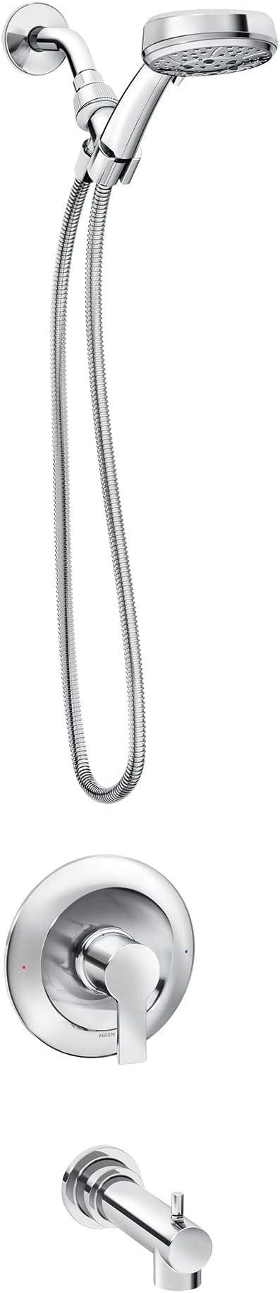 Moen Meena Chrome Single Handle Modern Tub and Shower Faucet with Handshower, Valve Included, 82618