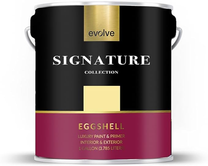 EVOLVE Signature Paint & Primer: Luxury Paint & Primer for Indoor & Outdoor Surfaces, Minimal Odor, Eggshell Sheen (Sunshine Yellow, 1 Gallon)