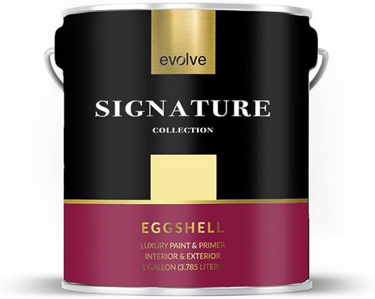 EVOLVE Signature Paint & Primer: Luxury Paint & Primer for Indoor & Outdoor Surfaces, Minimal Odor, Eggshell Sheen (Sunshine Yellow, 1 Gallon)