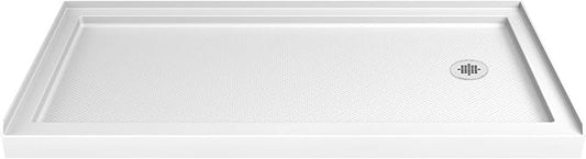 DreamLine SlimLine 42 in. D x 60 in. W x 2 3/4 in. H Right Drain Single Threshold Shower Base in White