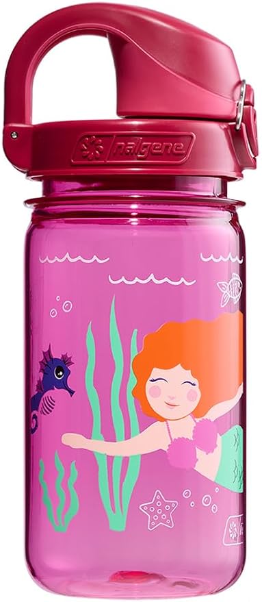 Nalgene Sustain Tritan BPA-Free Kids On The Fly Water Bottle Made with Material Derived from 50% Plastic Waste, Leak Proof, Durable, BPA Free, Carabiner Friendly, Reusable, 12 oz