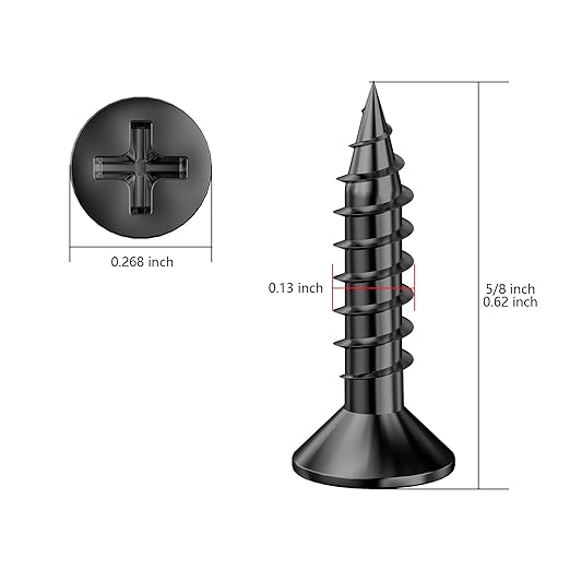 (700Pcs) #6x5/8 Black Wood Screw Quick Metal Self Tapping Flat Head