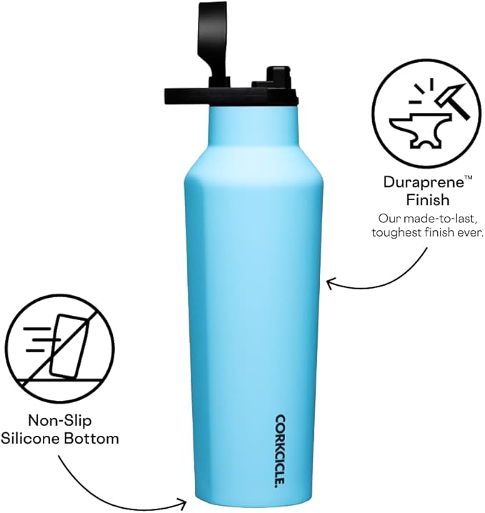 Corkcicle Sport Canteen Insulated Tumbler, Santorini, 20 oz – Reusable Water Bottle Keeps Beverages Cold for 25 Hours & Hot 12 Hours – Cupholder Friendly Tumbler with Screw-On Cap