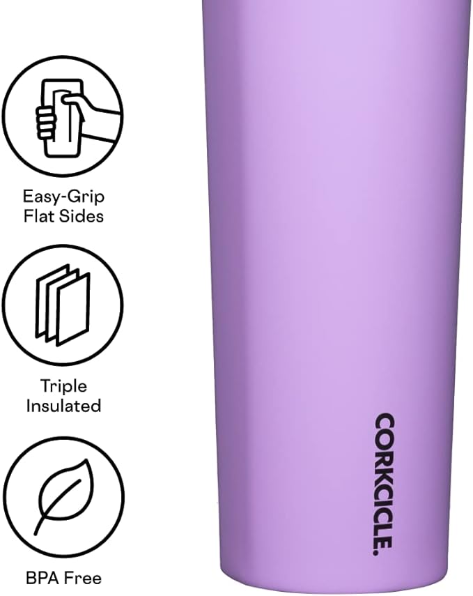 Corkcicle Sport Canteen Insulated Tumbler, Sun-Soaked Lilac, 20 oz – Reusable Water Bottle Keeps Beverages Cold for 25 Hours & Hot 12 Hours – Cupholder Friendly Tumbler with Screw-On Cap