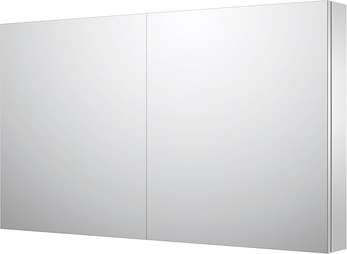 Sunrosa Aluminum Bathroom Medicine Cabinet with Mirror Door, 48" x 27.5", 2-Door Wall-Mounted & Recessed Bathroom Medicine Cabinet Organizer
