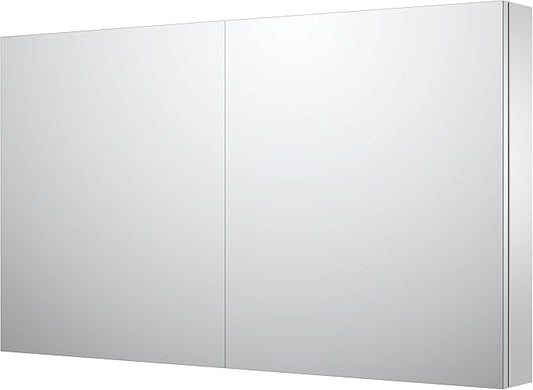 Sunrosa Aluminum Bathroom Medicine Cabinet with Mirror Door, 48" x 27.5", 2-Door Wall-Mounted & Recessed Bathroom Medicine Cabinet Organizer