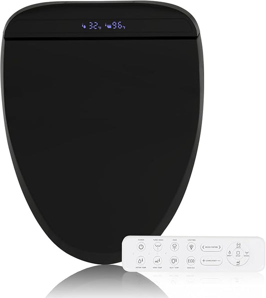 YOURLITE Bidet Toilet Seat, Elongated Toilet Seat Warm Water, Heated Seat Bidet with Remote Control,Self-cleaning Nozzle Temperature Adjustable LED Light, Need Electricity, Black