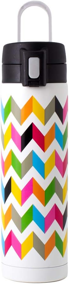 French Bull Double Wall Stainless Steel Vacuum Insulated Bottle, Travel Mug, Tumbler, Thermos, Flask with Easy Open Spill-Proof Lid, 17oz, Ziggy