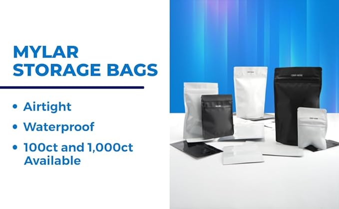 Mylar Bags Smell Proof 1/8 Ounce All White - 1000 Count 5.25 X 3.75 6mill Thickness - Packaging Bags - Mylar Bags For Food Storage - Resealable Bags - Smell Proof Bags