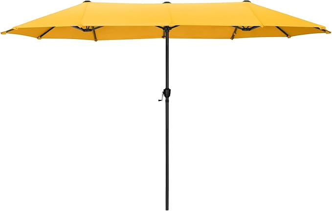 HERA'S PALACE 13 Ft Double-Sided Twin Patio Umbrella, Outdoor Double Sided Market Patio Umbrella with Crank, Powerful UV Protective (Gold Yellow)
