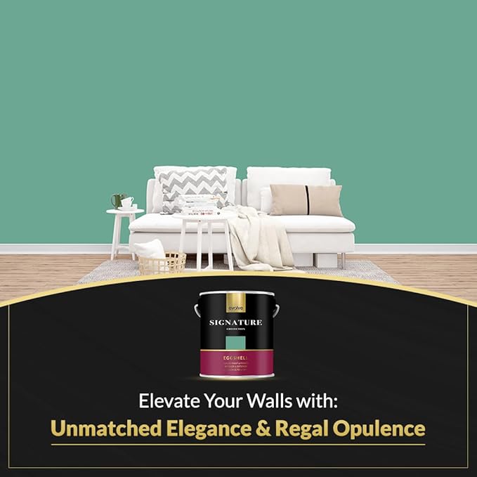 EVOLVE Signature Paint & Primer: Luxury Paint & Primer for Indoor & Outdoor Surfaces, Minimal Odor, Eggshell Sheen (Mint Green, 1 Gallon)