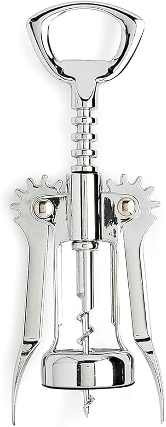 Wing Corkscrew Red Wine and Beer Bottle Opener with Wine Foil Cutter and Wine Stopper (401-Silver)