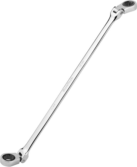 DURATECH 10 * 11 mm Extra Long Flex-Head Ratcheting Wrench, Metric, CR-V Steel