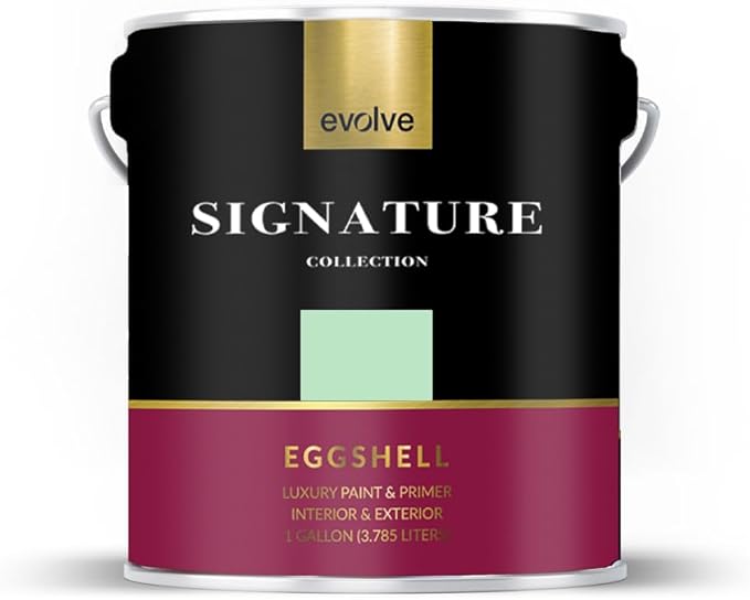 EVOLVE Signature Paint & Primer: Luxury Paint & Primer for Indoor & Outdoor Surfaces, Minimal Odor, Eggshell Sheen (Glass Green, 1 Gallon)
