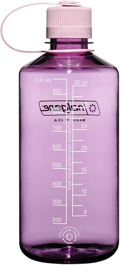 Nalgene Sustain Tritan BPA-Free Water Bottle Made with Material Derived from 50% Plastic Waste, 32 OZ, Narrow Mouth, Cherry Blossom