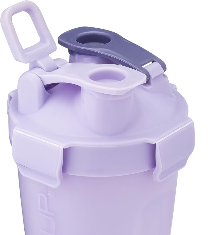 Hydra Cup DualShaker Pro 32 oz Shaker Bottle for Protein Shakes, Shaker Cup w/Handle & Ball Blender Whisks, Dual Mixing Shaker Bottle with Storage, 2 in 1, for Travel To Go, BPA Free (Purple)
