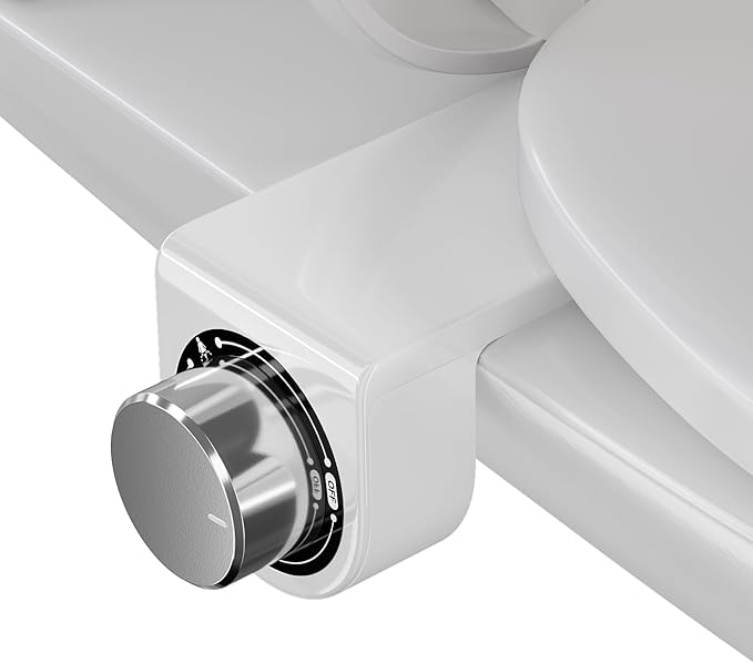 Toilet Bidet With Dual Nozzle Spray,No Electric Bidet Attachment for Toilet With Adjustable Water Pressure,Easy Install Toilet Seat Bidet With Feminine Wash and Rear Wash,Suit for Tight Space