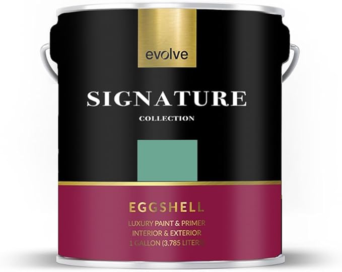 EVOLVE Signature Paint & Primer: Luxury Paint & Primer for Indoor & Outdoor Surfaces, Minimal Odor, Eggshell Sheen (Mint Green, 1 Gallon)