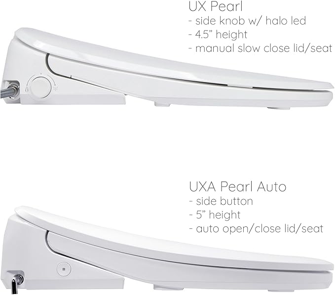 ALPHA BIDET UXA Pearl Auto Bidet Toilet Seat in Elongated White | Endless Warm Water | Automatic Lid and Seat | Arced Stainless Steel Nozzle | LED Nightlight | Dryer | Deodorizer | 3 Year Warranty