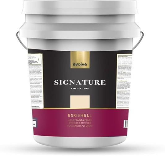 EVOLVE Signature Paint & Primer: Luxury Paint & Primer for Indoor & Outdoor Surfaces, Minimal Odor, Eggshell Sheen (Pinewood Yellow, 5 Gallon)