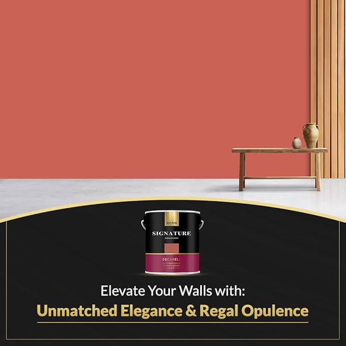 EVOLVE Signature Paint & Primer: Luxury Paint & Primer for Indoor & Outdoor Surfaces, Minimal Odor, Eggshell Sheen (Brick Red, 1 Gallon)