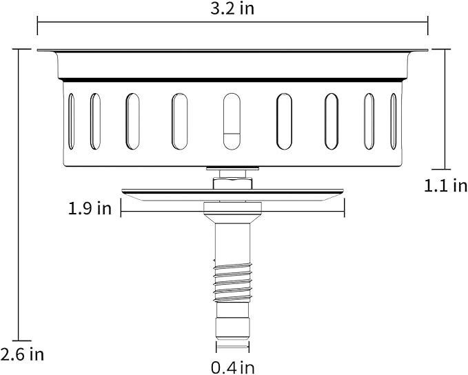 KONE Kitchen Sink Stopper Strainer Replacement for KONE 9171 Standard 3-1/2 Inch Spin and Seal Drains with Threaded Stopper Function, Stainless Steel Twist Lock Basket Strainer Replacement