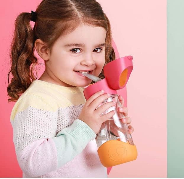 b.box 15oz Tritan Straw Bottle: Kids Water Bottle for Toddlers & Up. Spill Proof, Leak Proof, BPA Free. Great for School/Daycare or Next Step after Sippy Cups (Lilac Pop)