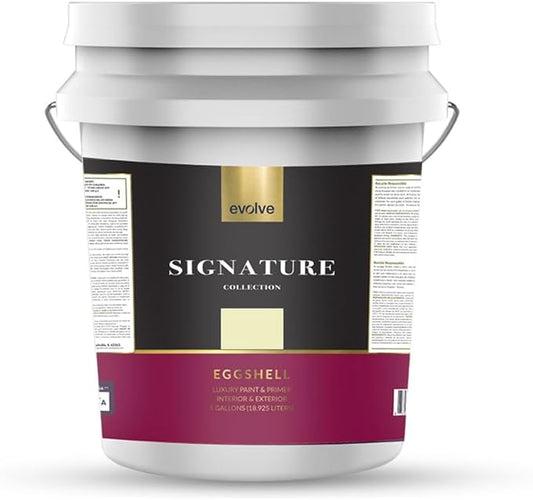 EVOLVE Signature Paint & Primer: Luxury Paint & Primer for Indoor & Outdoor Surfaces, Minimal Odor, Eggshell Sheen (Citrus Yellow, 5 Gallon)