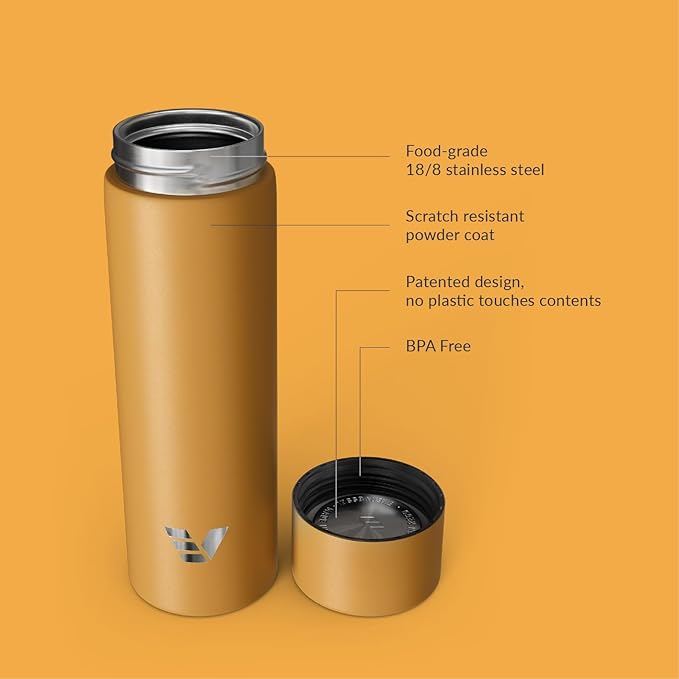 Mini Stainless Steel Water Bottle 14oz - Non-insulated | Designed for Bags | Slim, Lightweight & Stylish – Yellow