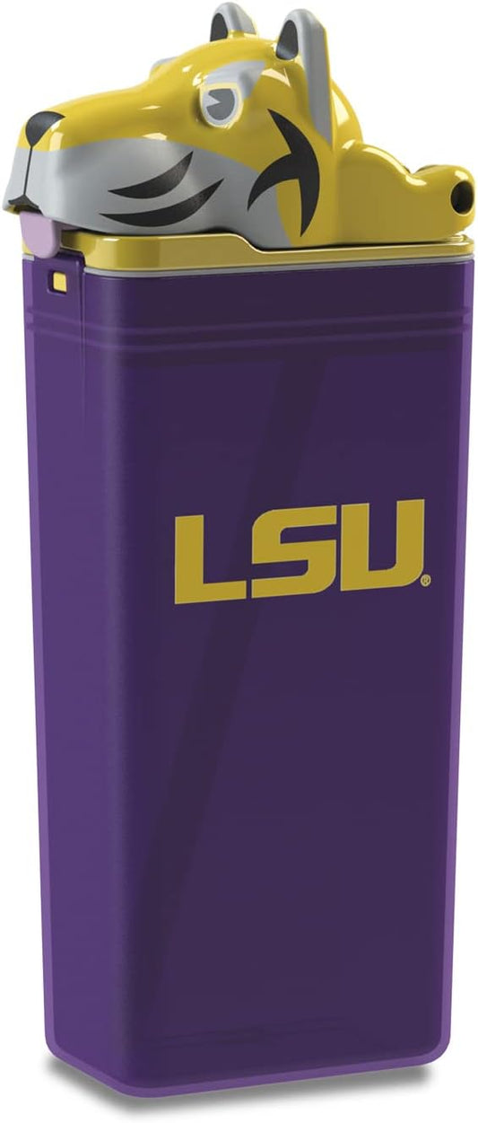 Reusable Water Bottle | Officially Licensed NCAA Sports Bottle | BPA Free | Dishwasher Safe | Tiger Mike Mascot | 12 oz Drink in the Box - Lousiana State University