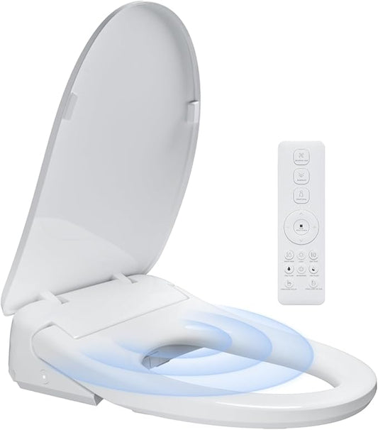 Auto Open Close Bidet Toilet Seat, Elongated with Endless Warm Water, Seat Heating, Night Light, Warm Air Dryer, Advanced Bidet Attachment for Toilets