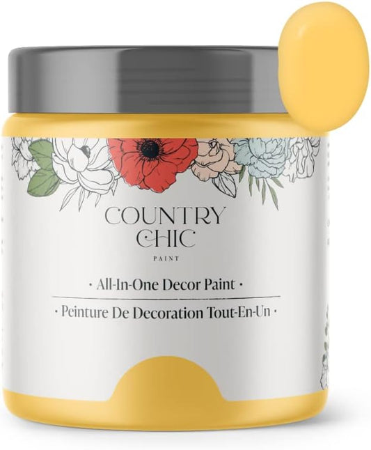 Country Chic All-in-One Chalk Paint for Furniture, Cabinets, Home Decor, Eco-Friendly, Matte Finish, Built-In Primer & Top Coat for Wood, Metal - Yellow Wellies (Yellow) - 4 oz (118 ml)