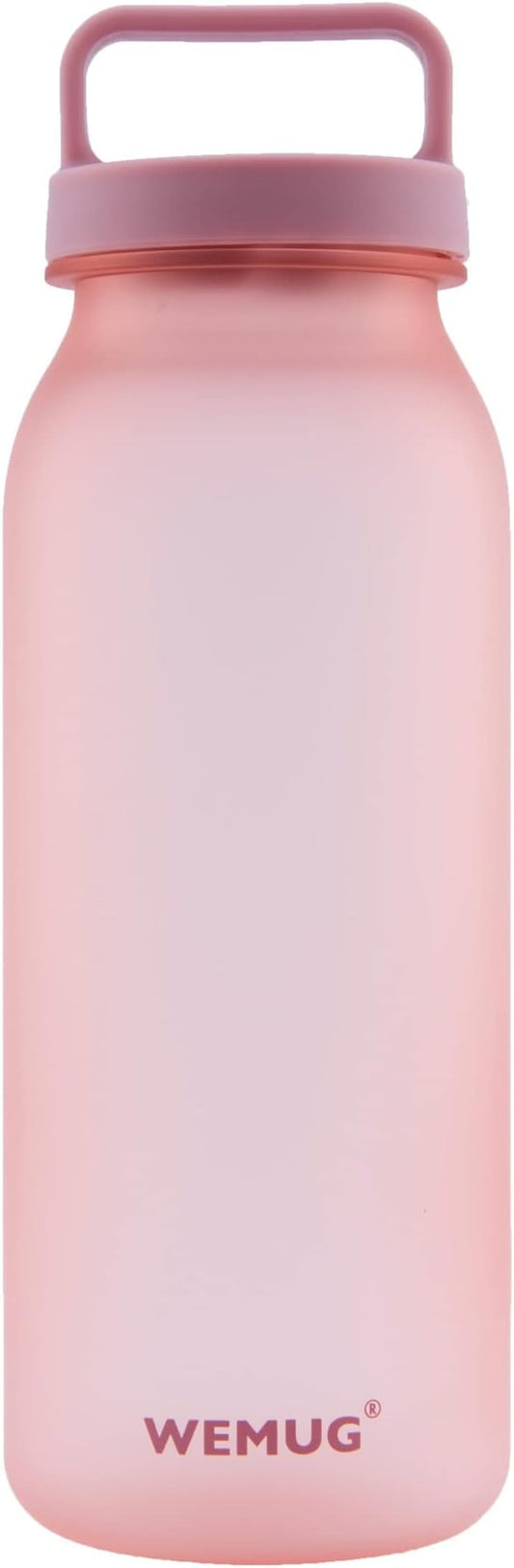 WEMUG Waterbottle 21 oz Easy Carry Handle, Modern Simple Design, BPA-Free, Leak Proof, Durable Plastic, Ultra Light, Handled (pink)