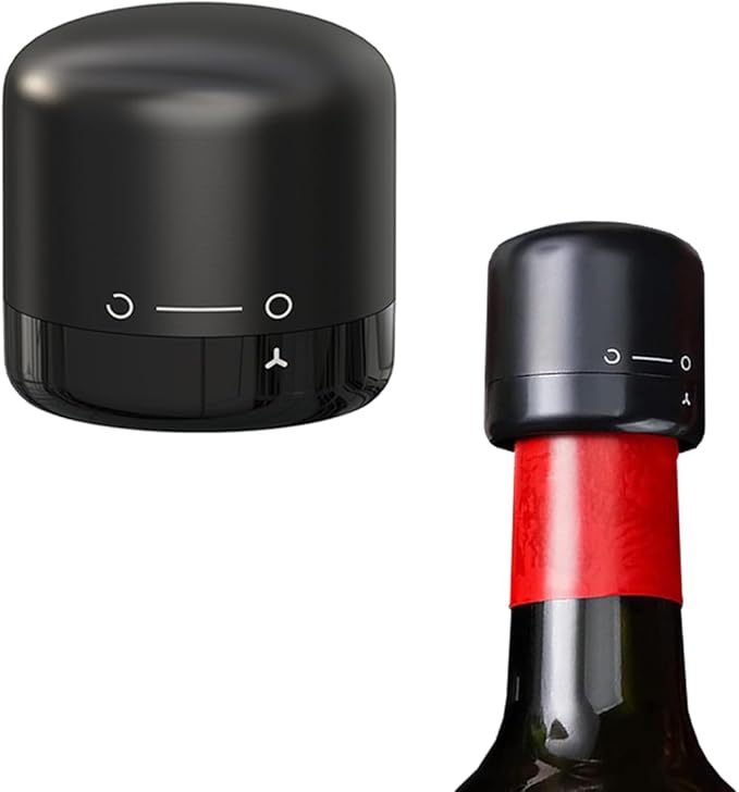 Wine Bottle Stopper - Twist-Lock Safety Design, Reusable, Compact and Portable, Effective Sealing and Freshness Preservation, Suitable for Gifts & Parties/Gatherings, Black