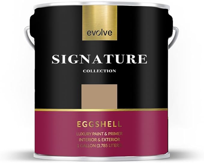 EVOLVE Signature Paint & Primer: Luxury Paint & Primer for Indoor & Outdoor Surfaces, Minimal Odor, Eggshell Sheen (Café Latte Brown, 1 Gallon)