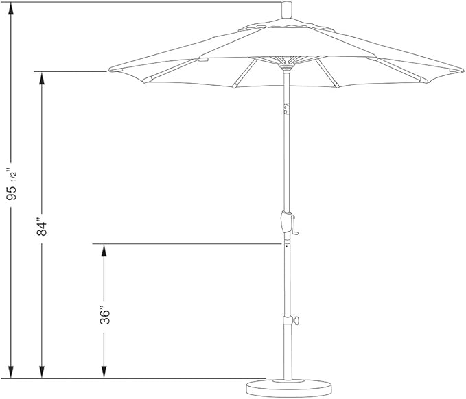 California Umbrella 7.5' Round Aluminum Market Umbrella, Crank Lift, Push Button Tilt, White Pole, Royal Blue Olefin