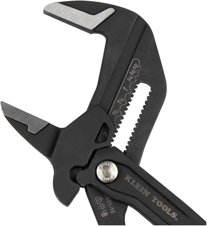 Klein Tools D53110 Compact Plier Wrench, High Leverage Multi-Use Adjustable Plier Wrench with Smooth Jaws, 10-Inch