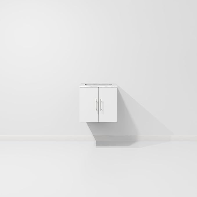 Sonoma 24" W x 22" D Glossy White Bath Vanity & Carrara Marble Top