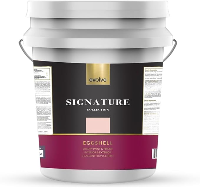EVOLVE Signature Paint & Primer: Luxury Paint & Primer for Indoor & Outdoor Surfaces, Minimal Odor, Eggshell Sheen (Flamingo Pink, 5 Gallon)