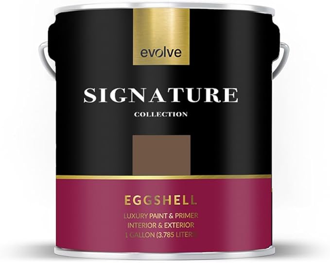 EVOLVE Signature Paint & Primer: Luxury Paint & Primer for Indoor & Outdoor Surfaces, Minimal Odor, Eggshell Sheen (Truffle Brown, 1 Gallon)